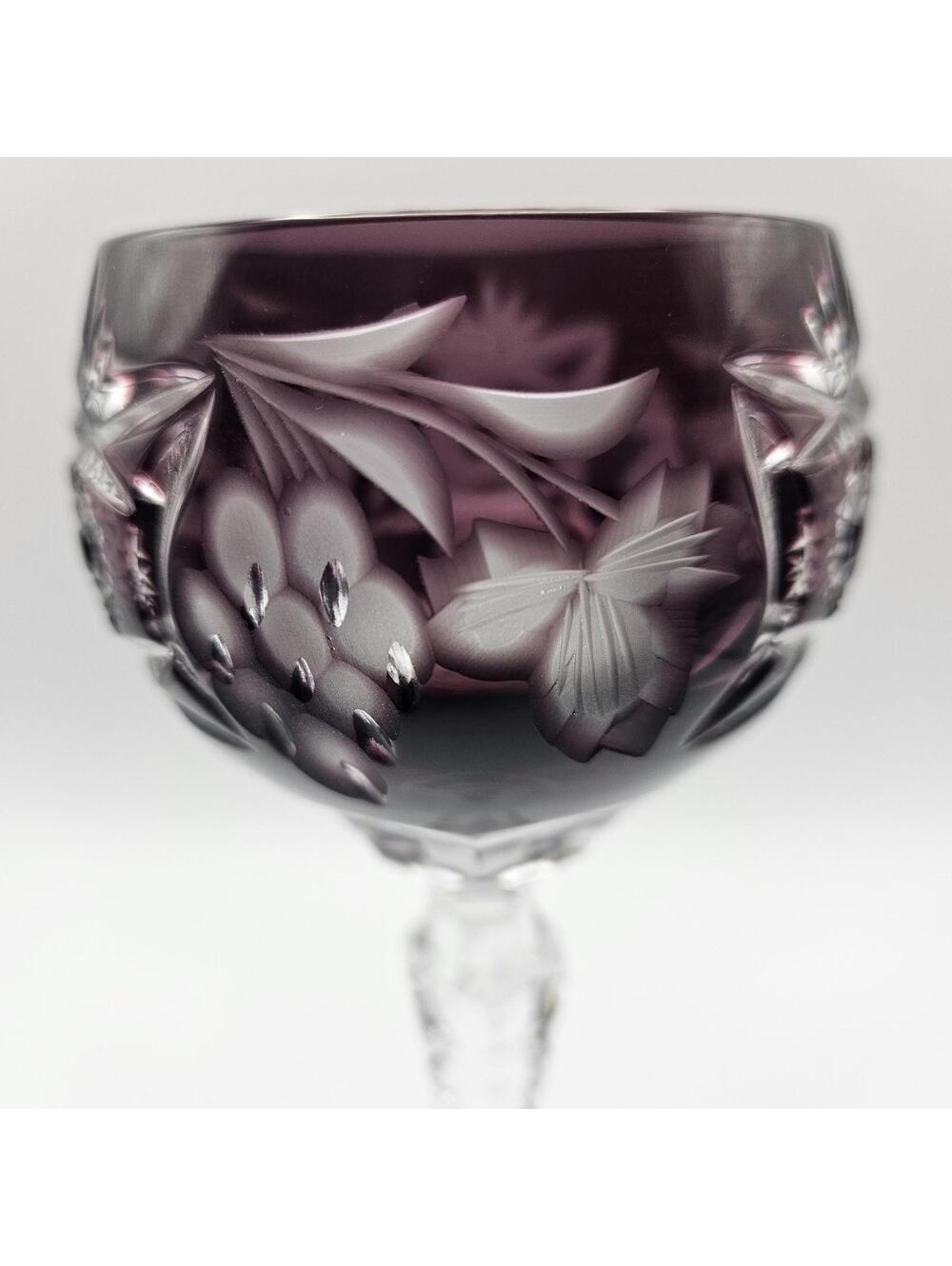 Vntg Nachtmann Traube Cordial Crystal Purple Amethyst Cut To Clear Glass 6 7/8" - Picture 4 of 11